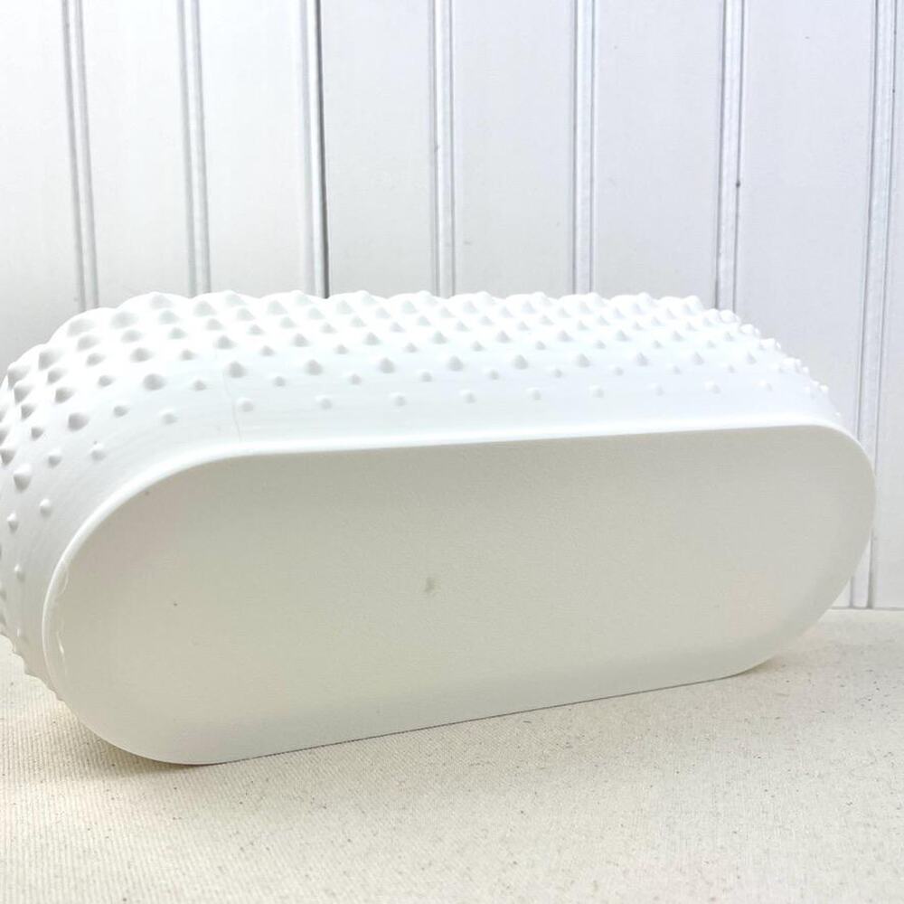 White Hobnail Bowl, Oblong Bowl, Decorative Bowl with Scalloped Edge - Picture 5 of 10